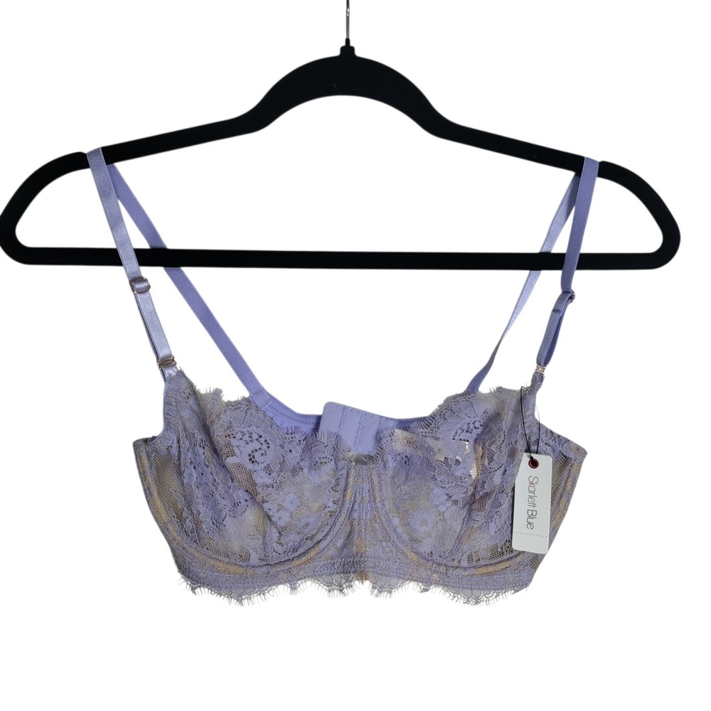 Skarlett Blue Entice Balconette Bra 30DD Berry Purple Lace 324143